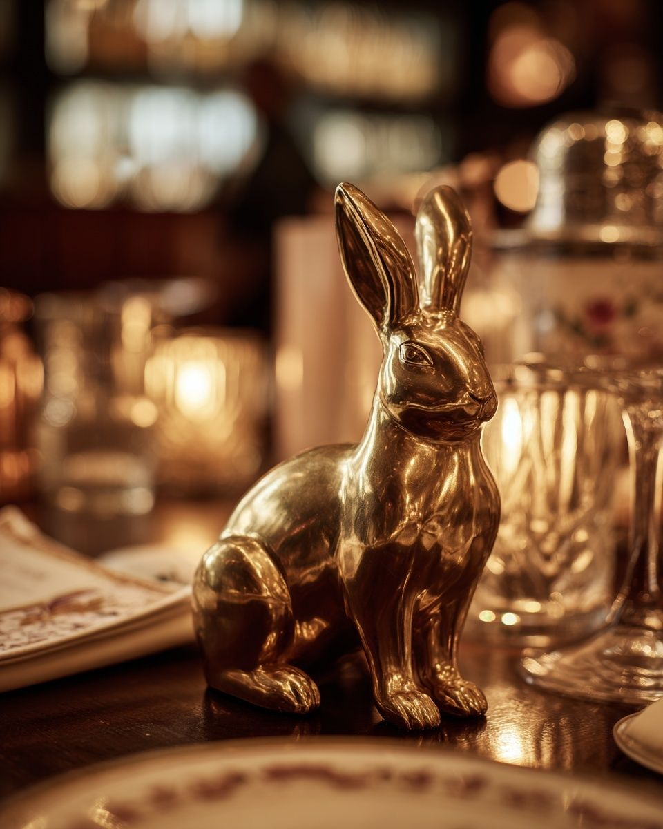 Golden Rabbit Still Life Photography Poster. poster detail
