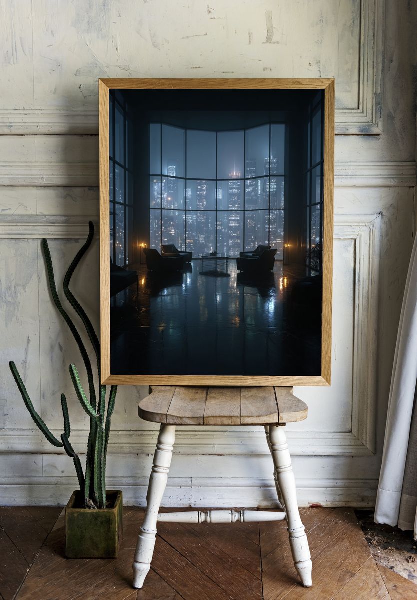 Rainy City Lounge Photography Poster. — room view 1