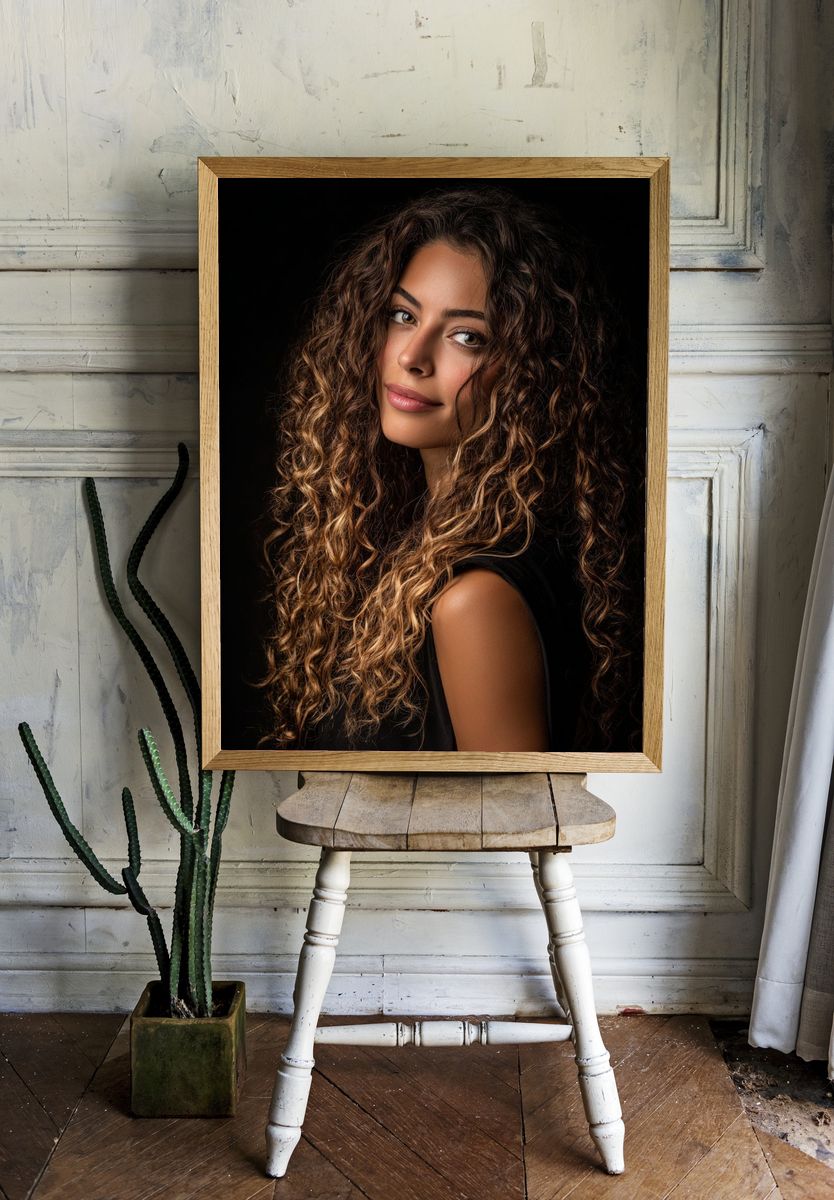 Curly Portrait Photography Print. — room view 1