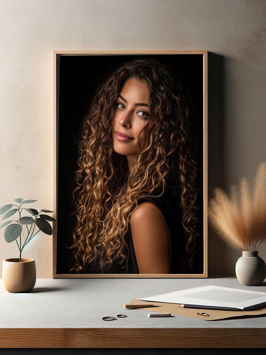 Curly Portrait Photography Print. — room view 2