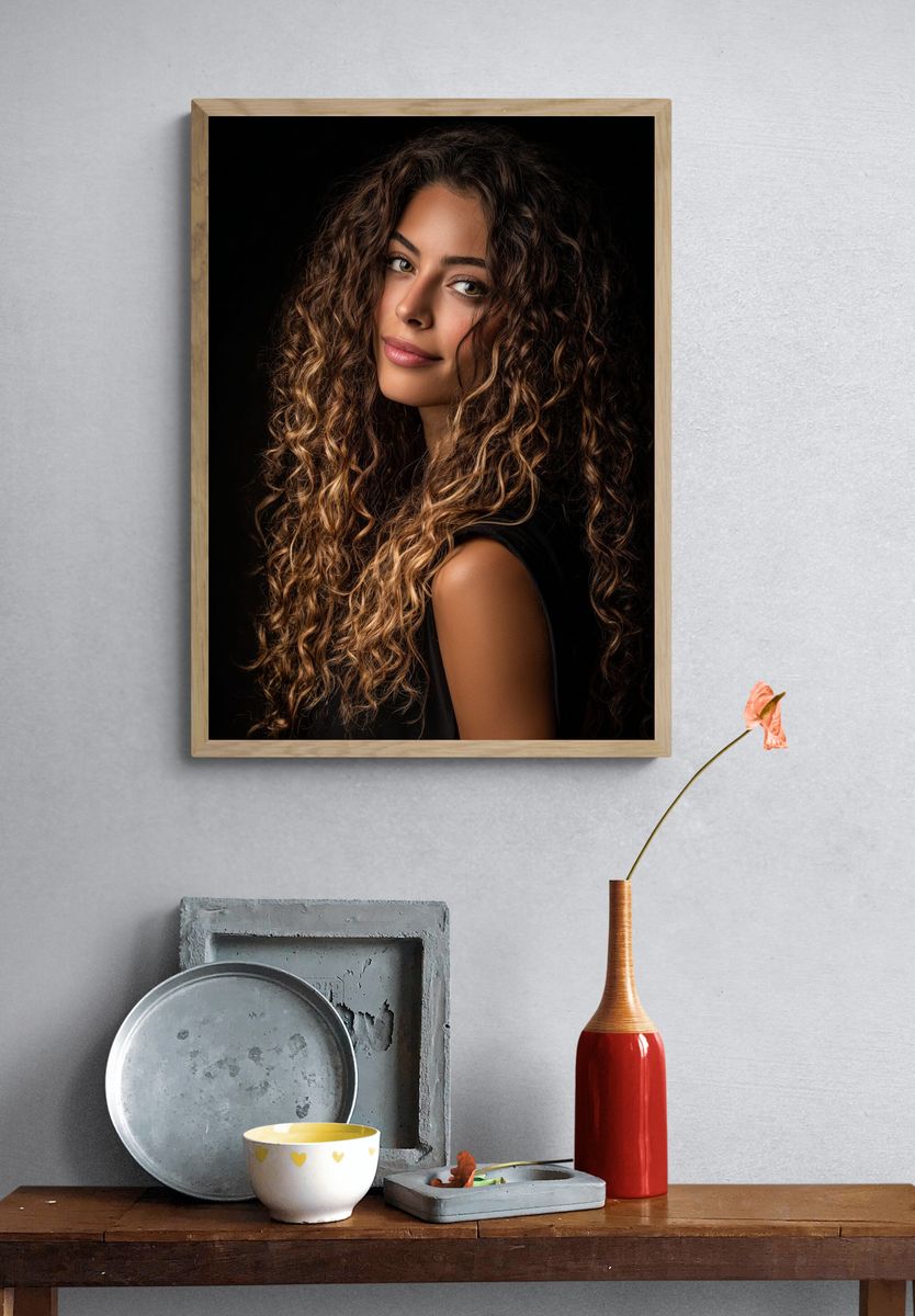 Curly Portrait Photography Print. — room view 3