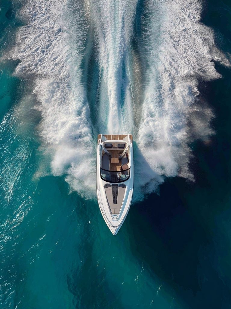 Luxury Speedboat Aerial Photography Poster. poster — photography art