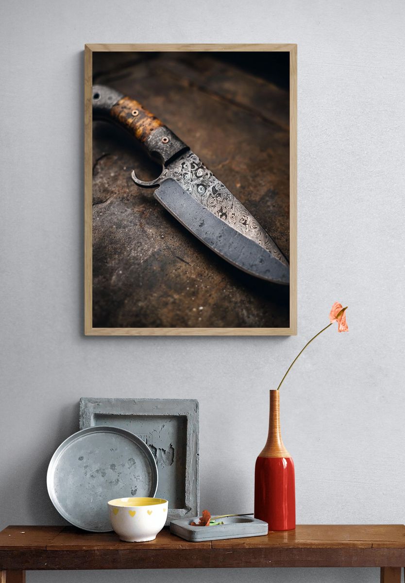 Damascus Knife Still Life Poster. — room view 3