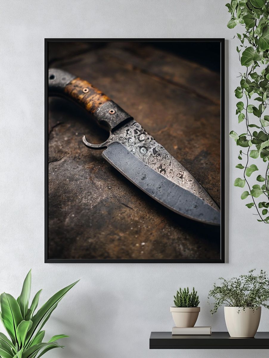 Damascus Knife Still Life Poster. — room view 4