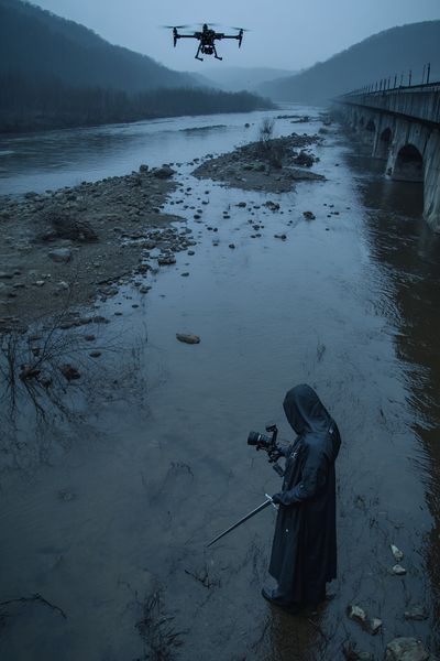 Drone River Scene Photography Poster. poster print