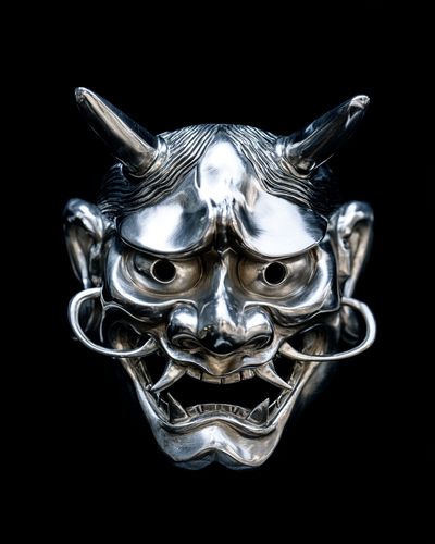 Silver Oni Mask Photography Poster. poster