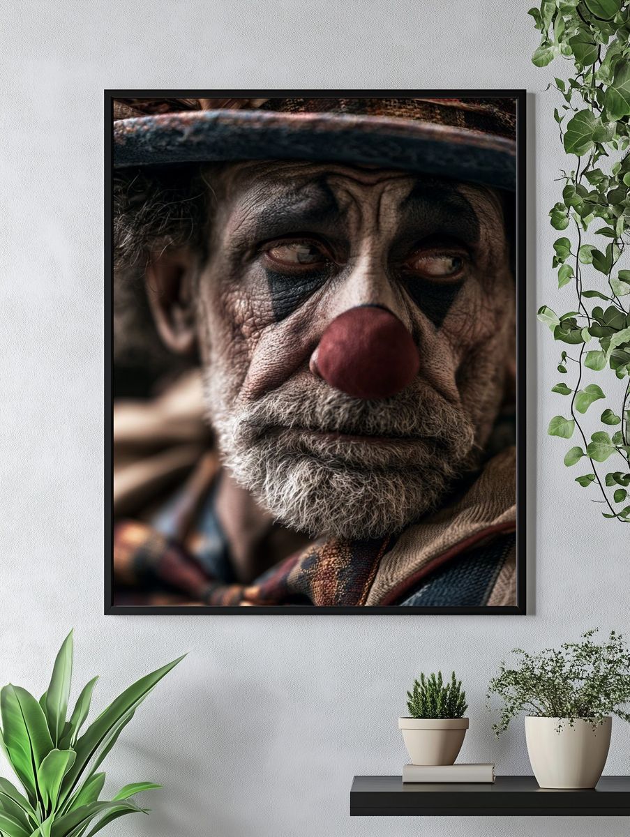 Sad Clown Portrait Print. — room view 4