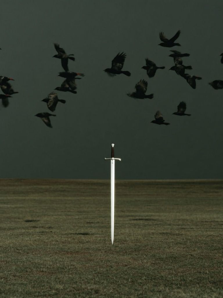 Sword in Field Surrealism Print. poster detail