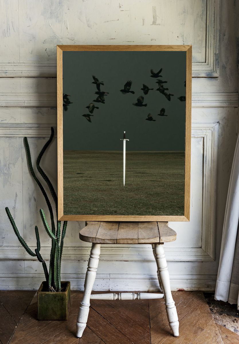 Sword in Field Surrealism Print. — room view 1