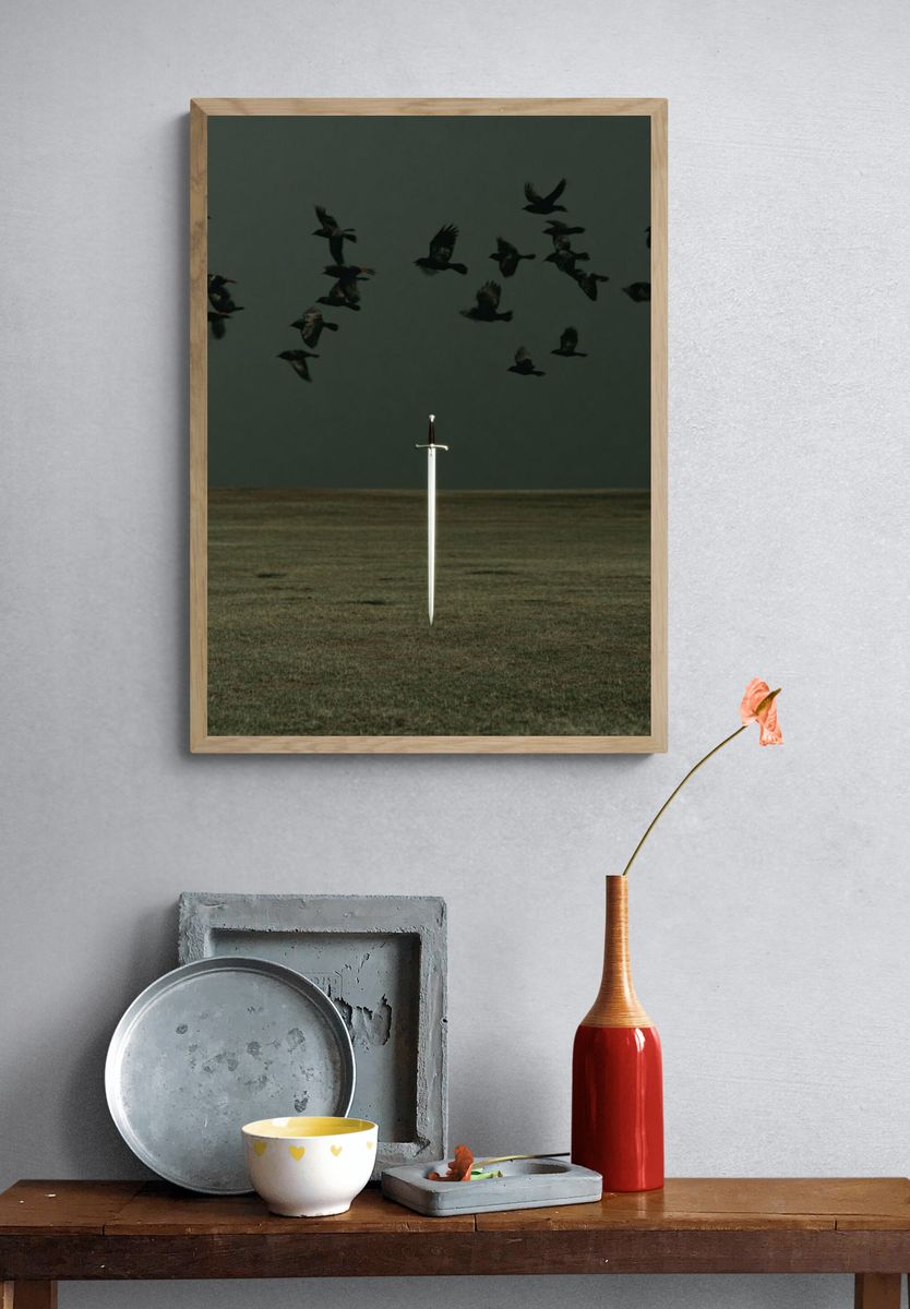 Sword in Field Surrealism Print. — room view 3