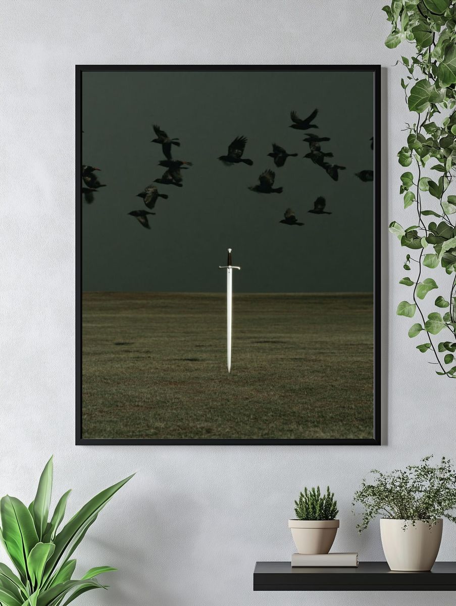 Sword in Field Surrealism Print. — room view 4