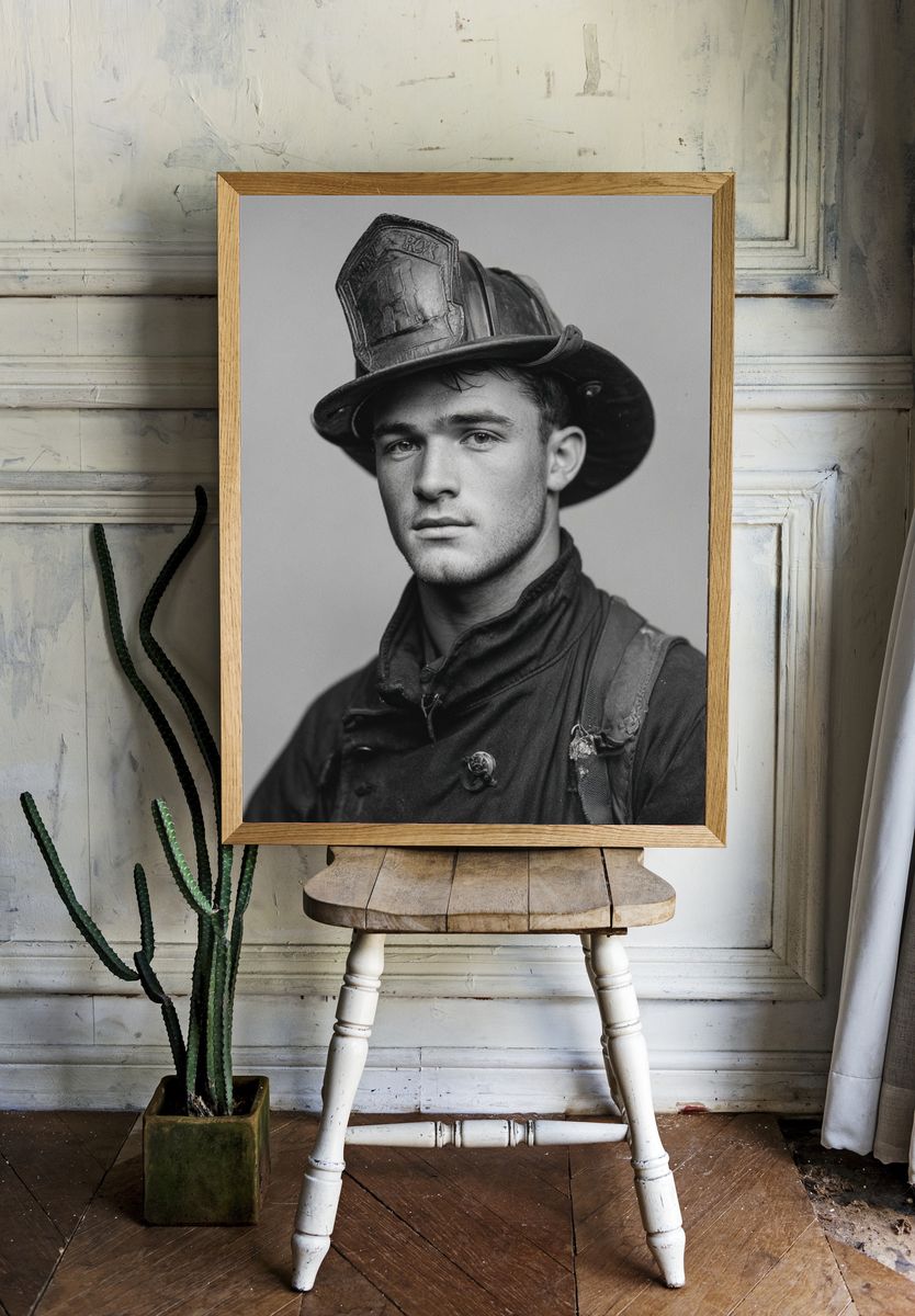 Firefighter Portrait Photography Poster. — room view 1