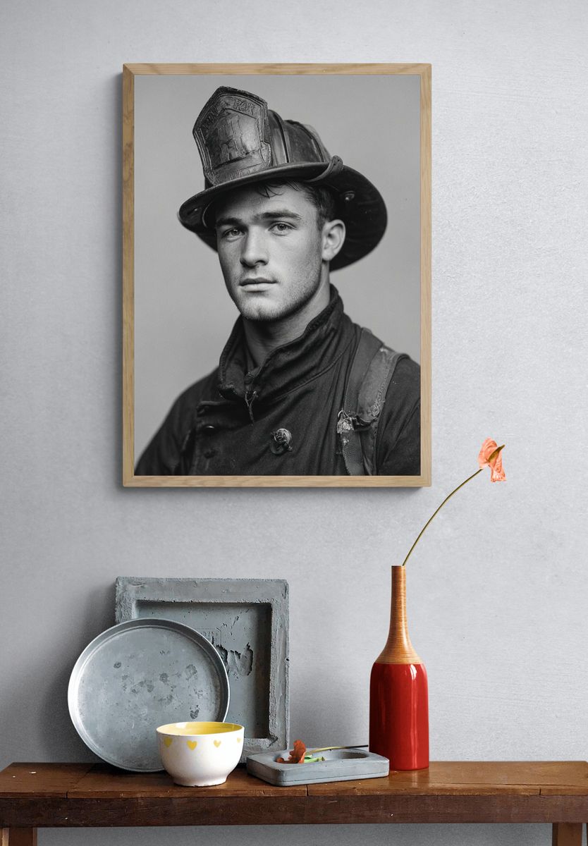 Firefighter Portrait Photography Poster. — room view 3