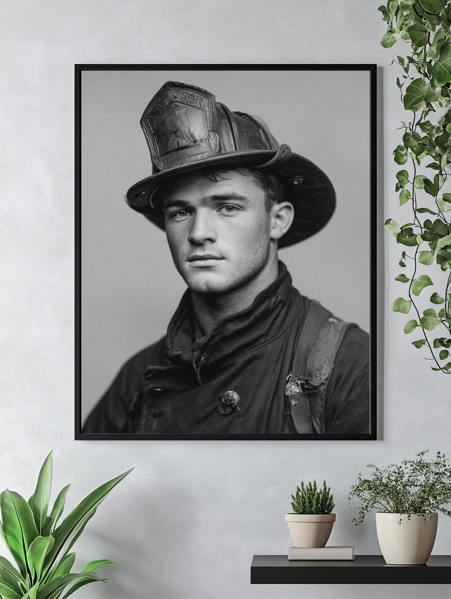Firefighter Portrait Photography Poster. — room view 4