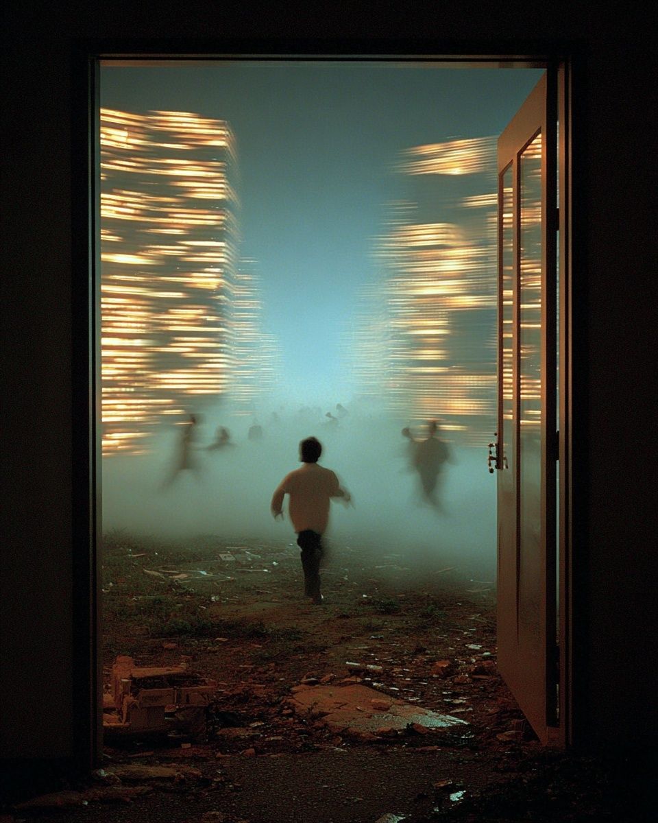 Foggy Doorway Run Photography Poster. poster — photography art