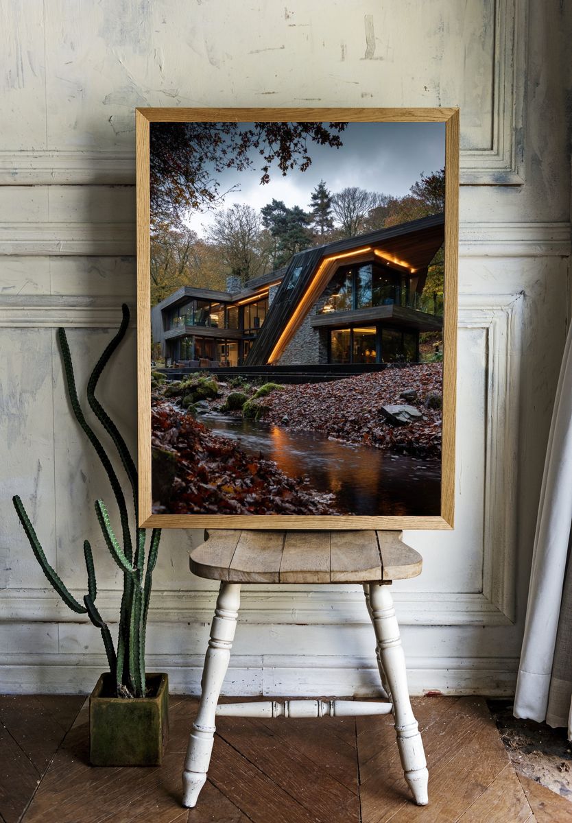 Modern Forest House Photography Poster. — room view 1