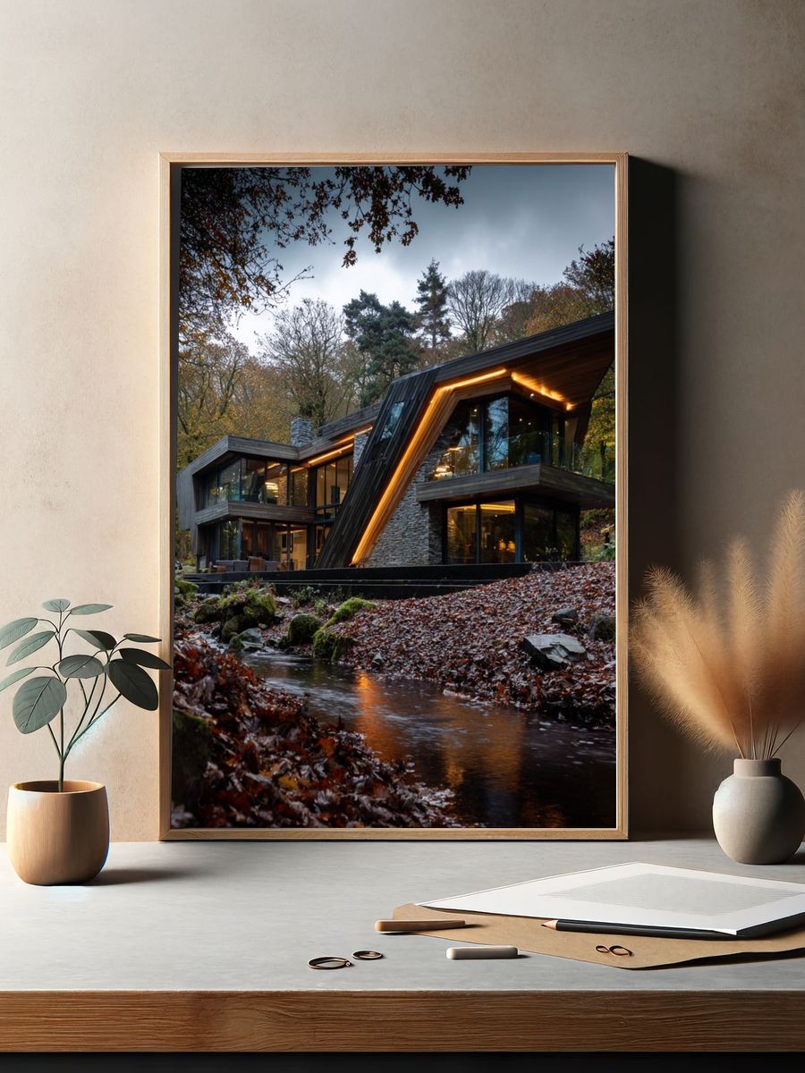 Modern Forest House Photography Poster. — room view 2