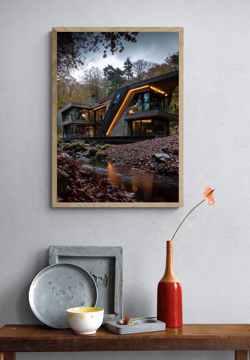 Modern Forest House Photography Poster. — room view 3