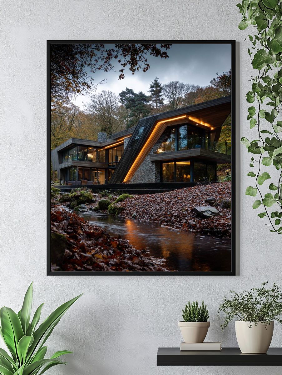 Modern Forest House Photography Poster. — room view 4