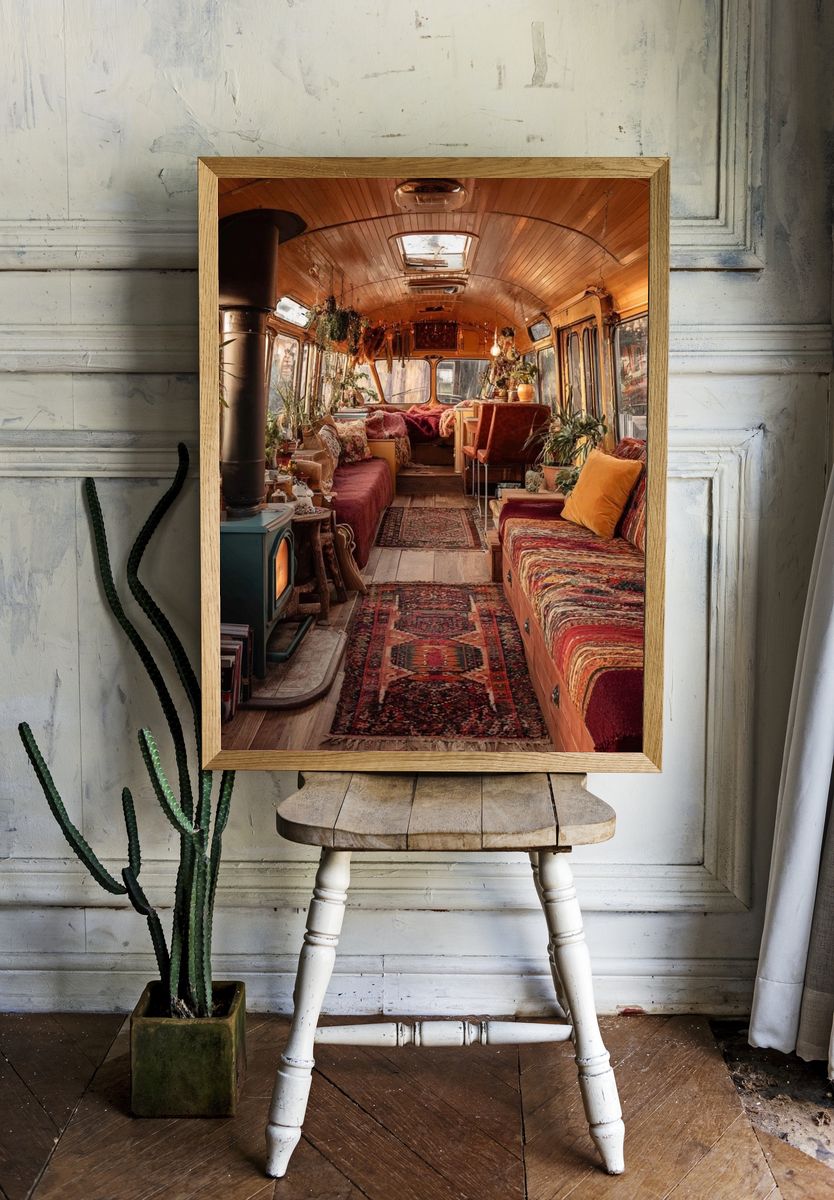 Boho Bus Interior Photography Poster. — room view 1