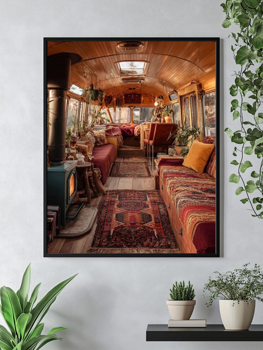 Boho Bus Interior Photography Poster. — room view 4
