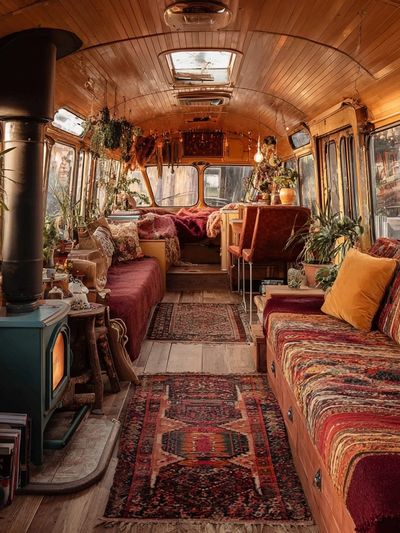 Boho Bus Interior Photography Poster. poster print