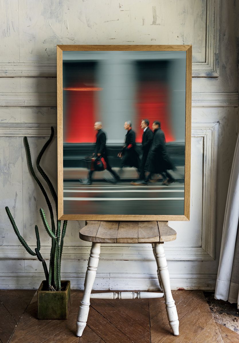 Blurred Street Walkers Photography Poster. — room view 1