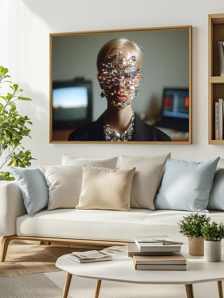Glitch Portrait Fashion Poster. — room view 2