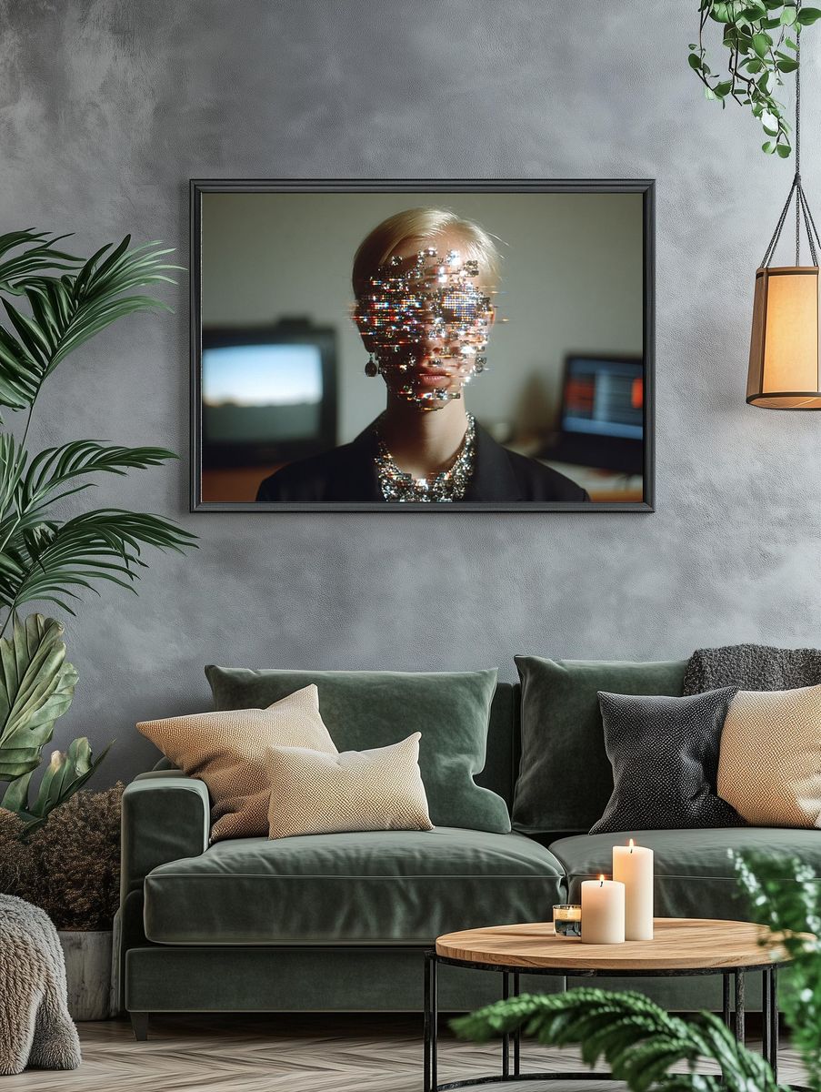 Glitch Portrait Fashion Poster. — room view 4