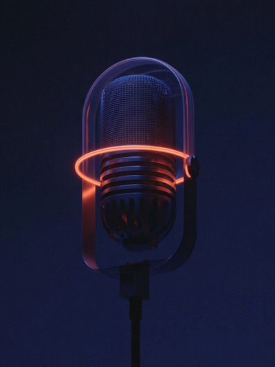 Neon Microphone Photography Poster. poster print
