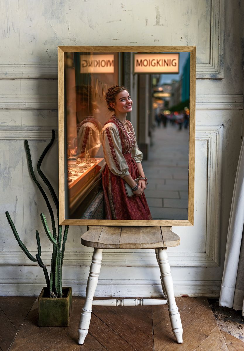Smiling Woman in Street Photography Poster. — room view 1