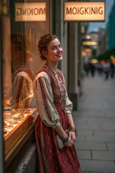 Smiling Woman in Street Photography Poster. poster print