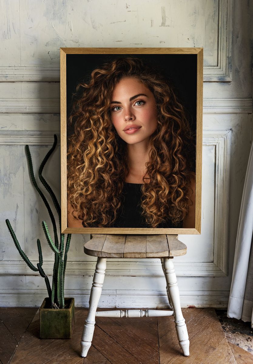 Curly Hair Portrait Poster. — room view 1