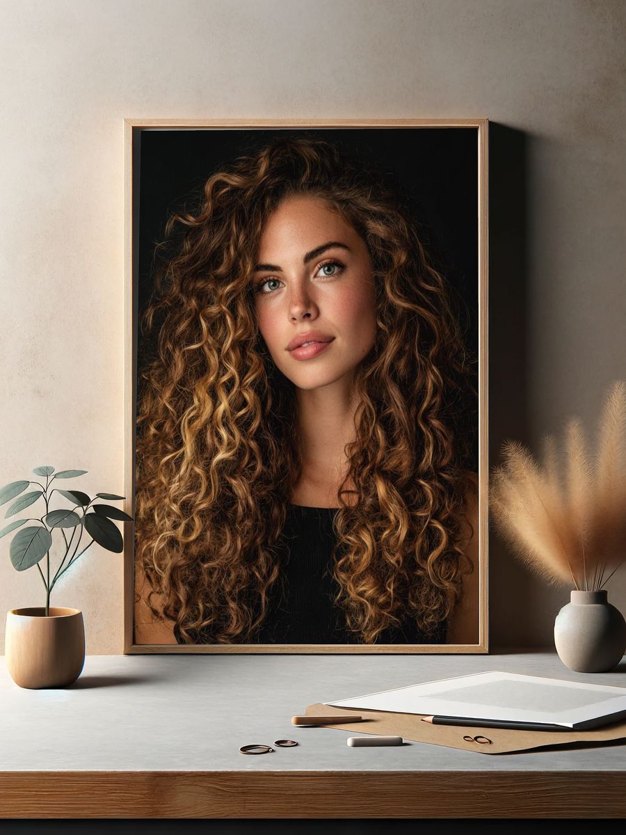 Curly Hair Portrait Poster. — room view 2