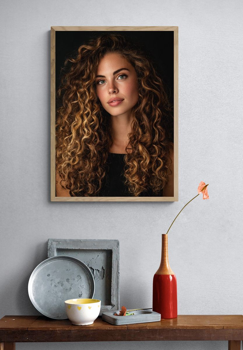 Curly Hair Portrait Poster. — room view 3