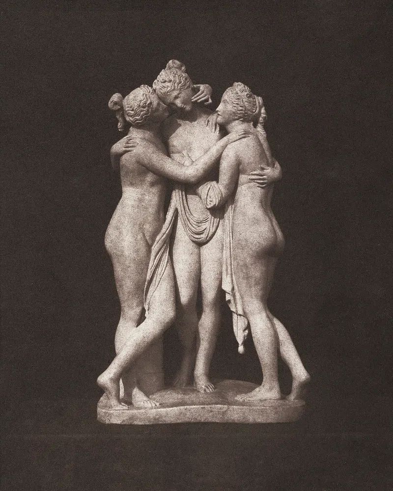 Sensual nude sculpture, Three Graces. poster — photography art