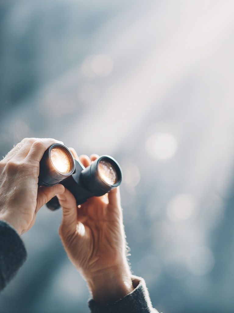 Hands with Binoculars Photography Poster. poster detail