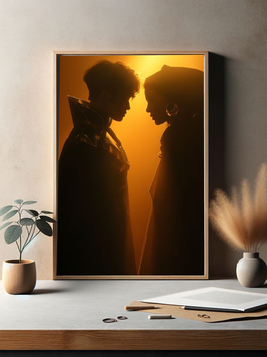 Cinematic Lovers Silhouette Poster. — room view 2
