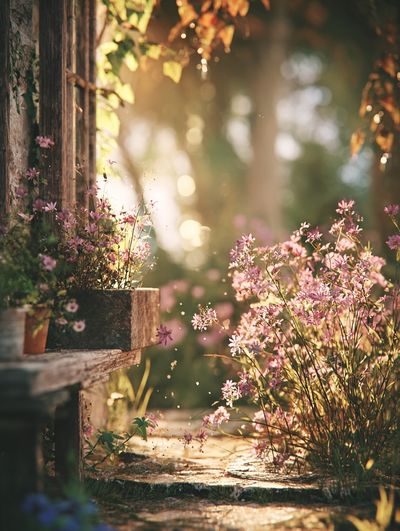 Sunlit Garden Path Photography Poster. poster