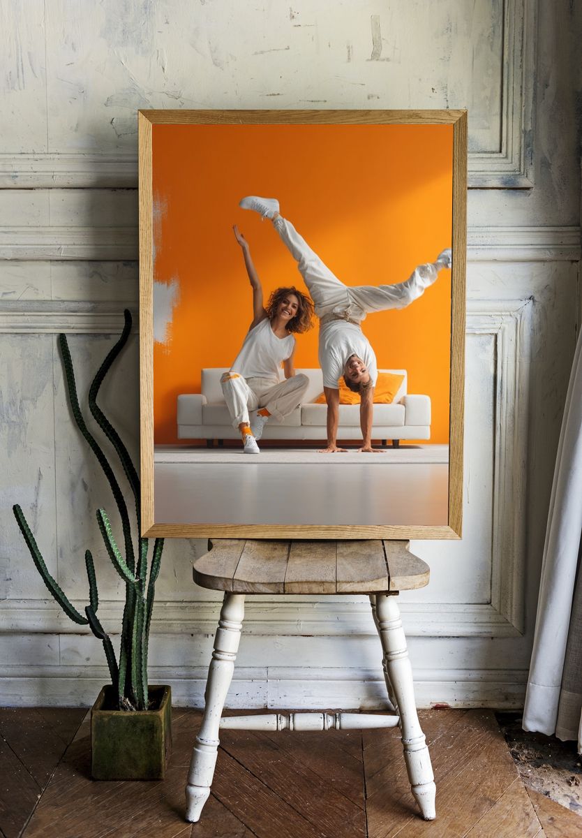 Orange Dance Duo Photography Poster. — room view 1