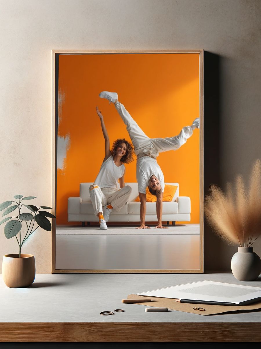 Orange Dance Duo Photography Poster. — room view 2
