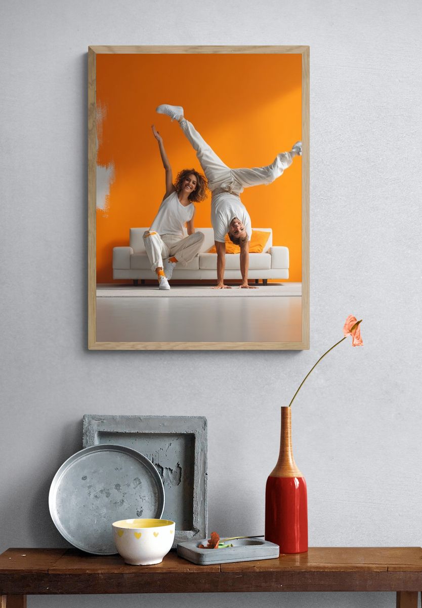 Orange Dance Duo Photography Poster. — room view 3