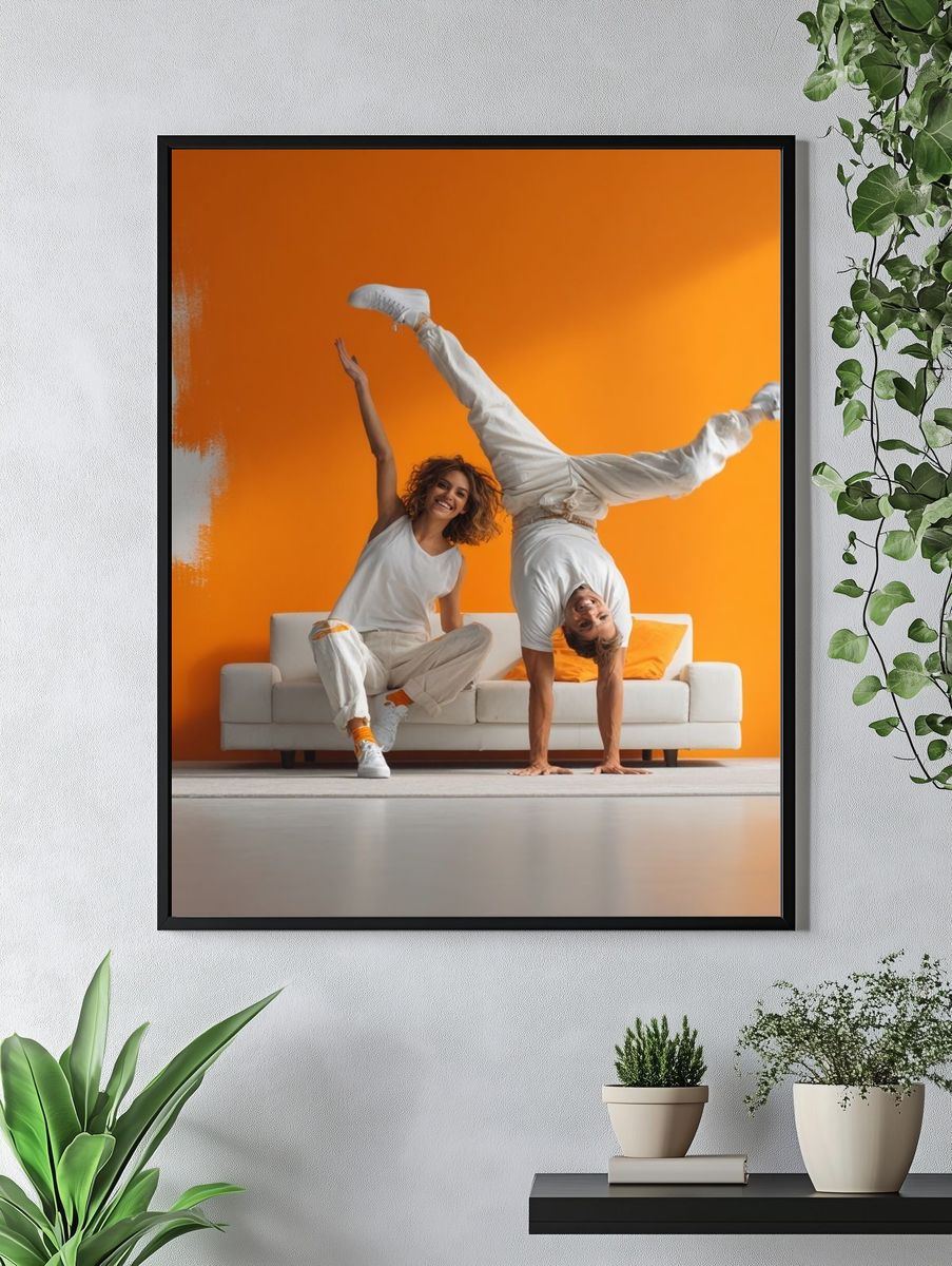 Orange Dance Duo Photography Poster. — room view 4