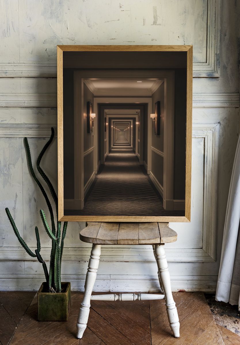 Elegant Hotel Corridor — Photography Print. — room view 1