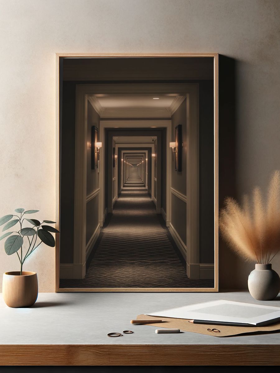 Elegant Hotel Corridor — Photography Print. — room view 2