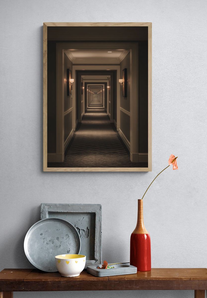 Elegant Hotel Corridor — Photography Print. — room view 3