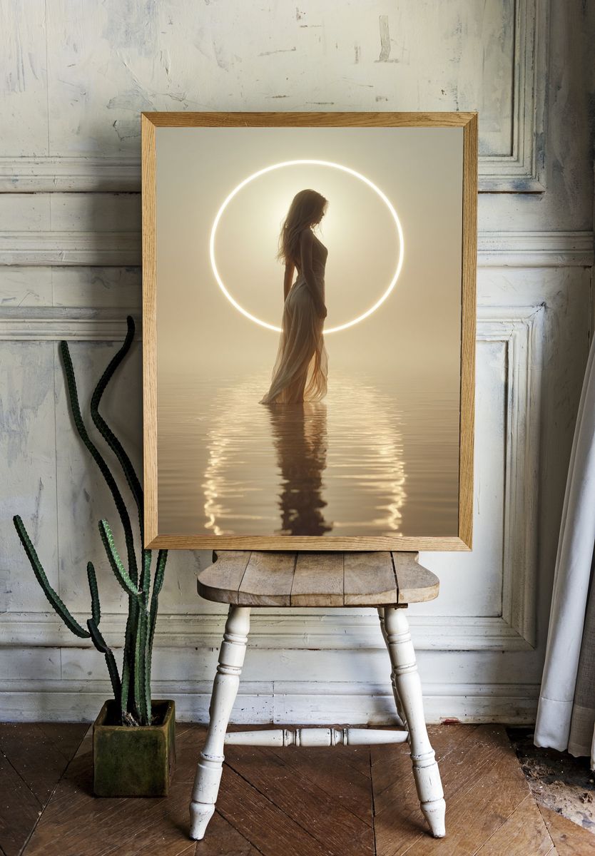 Ethereal Silhouette in Golden Light Poster. — room view 1