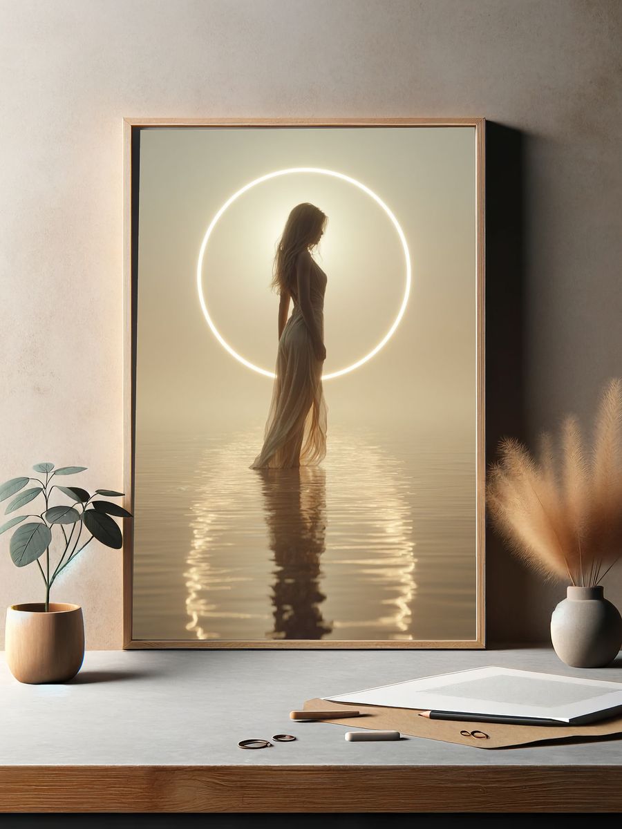 Ethereal Silhouette in Golden Light Poster. — room view 2