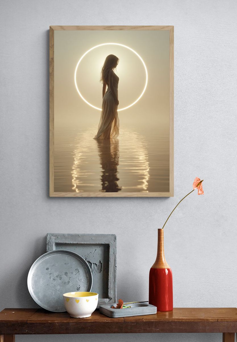 Ethereal Silhouette in Golden Light Poster. — room view 3