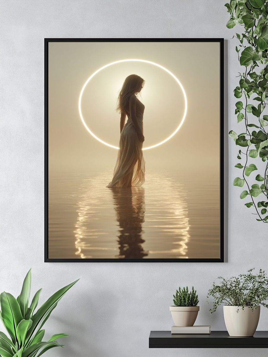 Ethereal Silhouette in Golden Light Poster. — room view 4